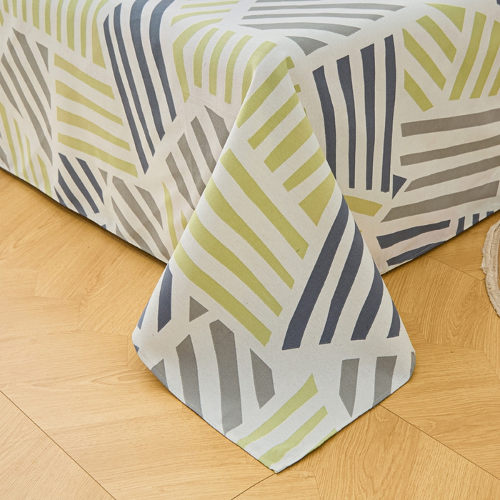 91家纺网 家纺一手货源 找家纺 棉乐町家居 2026新款爆款印花原棉老粗布床单 几何