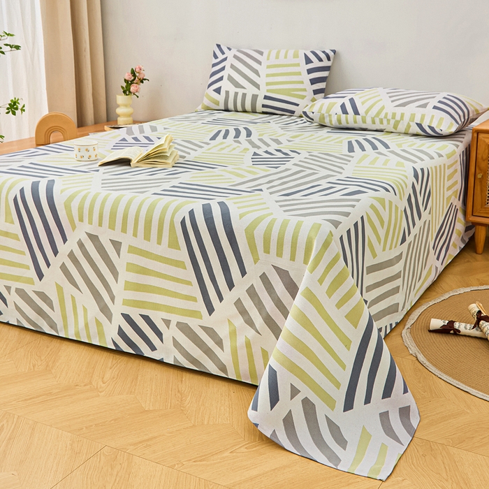 91家纺网 家纺一手货源 找家纺 棉乐町家居 2026新款爆款印花原棉老粗布床单 几何