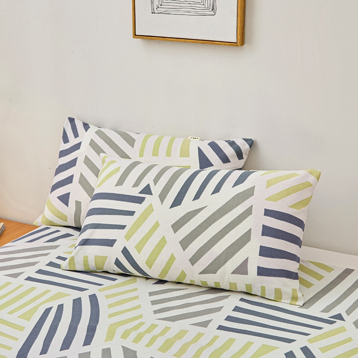 91家纺网 家纺一手货源 找家纺 棉乐町家居 2026新款爆款印花原棉老粗布床单 几何