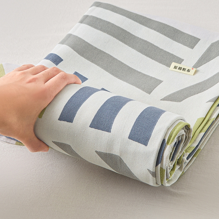 91家纺网 家纺一手货源 找家纺 棉乐町家居 2026新款爆款印花原棉老粗布床单 几何