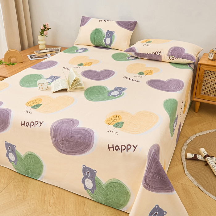 91家纺网 家纺一手货源 找家纺 棉乐町家居 2026新款爆款印花原棉老粗布床单 暖心绒语