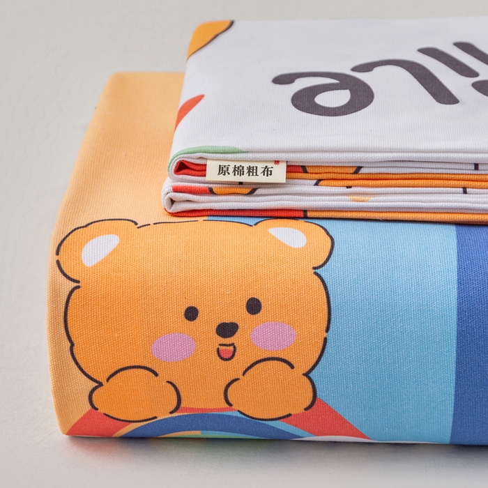 91家纺网 家纺一手货源 找家纺 棉乐町家居 2026新款爆款印花原棉老粗布床单 七彩花园