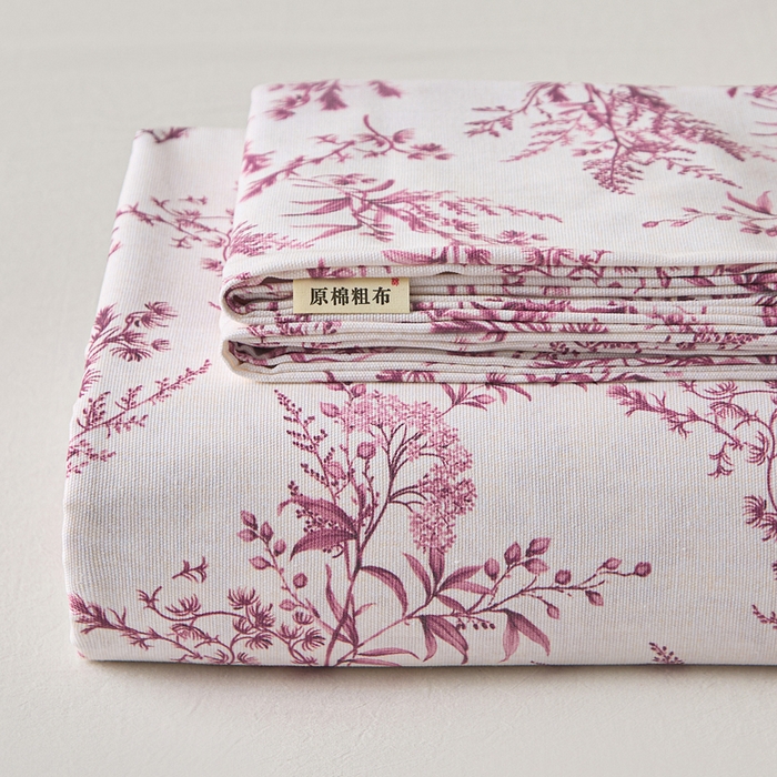 91家纺网 家纺一手货源 找家纺 棉乐町家居 2026新款爆款印花原棉老粗布床单 瑞莎