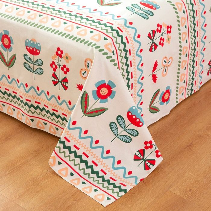 91家纺网 家纺一手货源 找家纺 棉乐町家居 2026新款爆款印花原棉老粗布床单 时尚宠儿