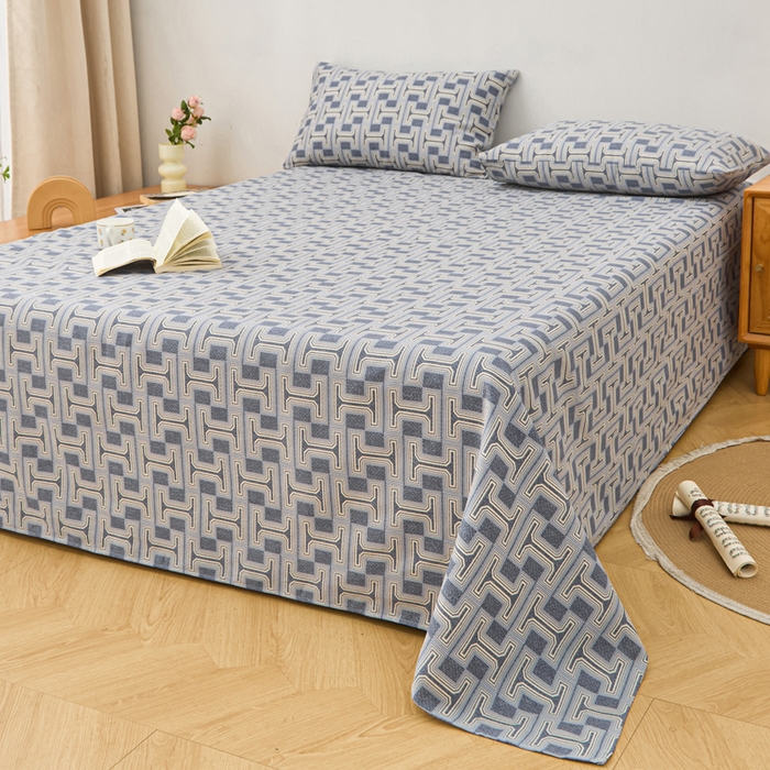 91家纺网 家纺一手货源 找家纺 棉乐町家居 2026新款爆款印花原棉老粗布床单 时尚风