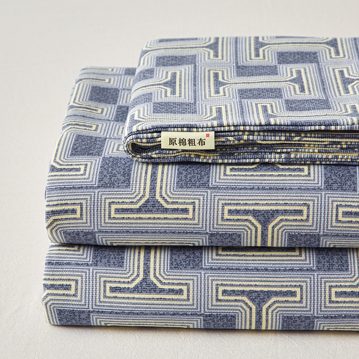 91家纺网 家纺一手货源 找家纺 棉乐町家居 2026新款爆款印花原棉老粗布床单 时尚风