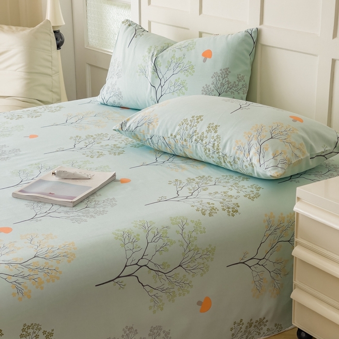 91家纺网 家纺一手货源 找家纺 棉乐町家居 2026新款爆款印花原棉老粗布床单 蚀妆