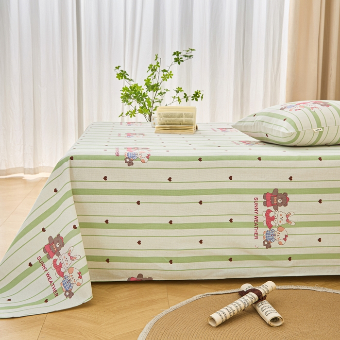 91家纺网 家纺一手货源 找家纺 棉乐町家居 2026新款爆款印花原棉老粗布床单 甜酷法则