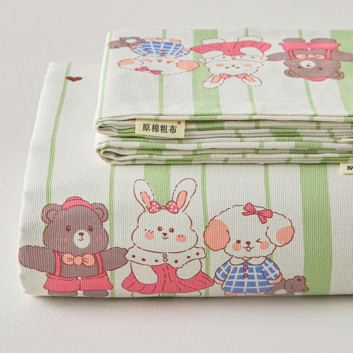 91家纺网 家纺一手货源 找家纺 棉乐町家居 2026新款爆款印花原棉老粗布床单 甜酷法则