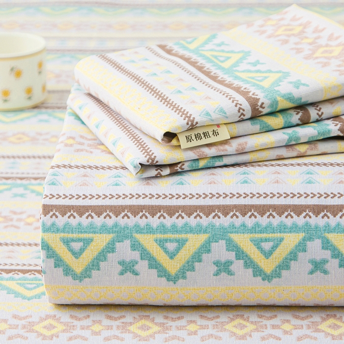 91家纺网 家纺一手货源 找家纺 棉乐町家居 2026新款爆款印花原棉老粗布床单 条雅恋