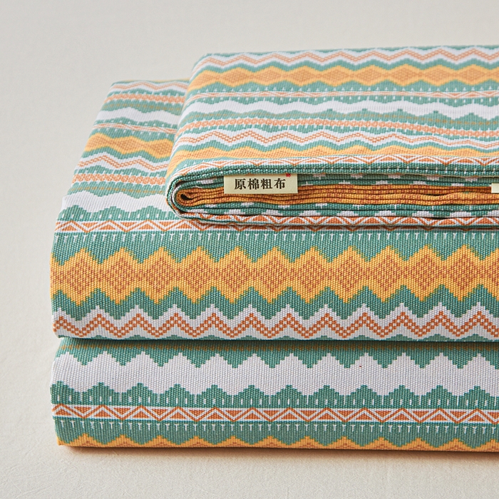 91家纺网 家纺一手货源 找家纺 棉乐町家居 2026新款爆款印花原棉老粗布床单 向往条致