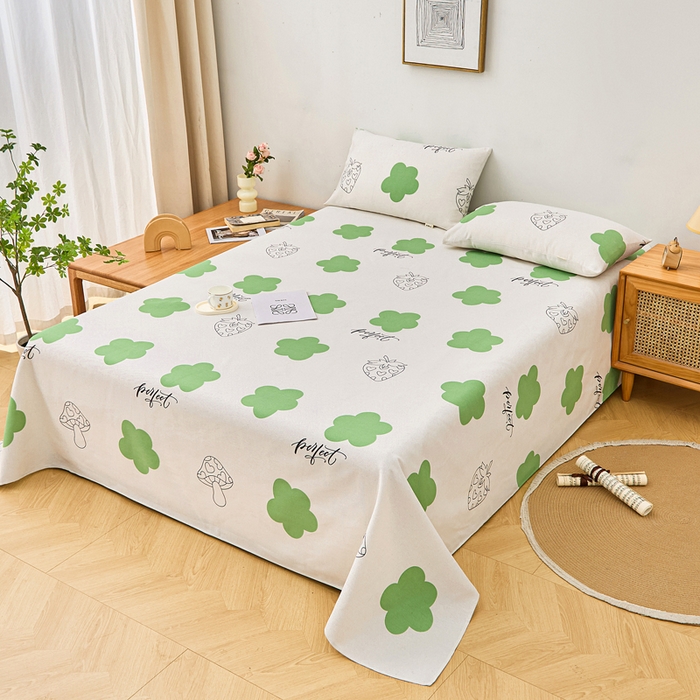 91家纺网 家纺一手货源 找家纺 棉乐町家居 2026新款爆款印花原棉老粗布床单 小花朵朵