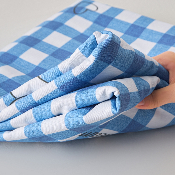 91家纺网 家纺一手货源 找家纺 棉乐町家居 2026新款爆款印花原棉老粗布床单 玉贵狗-蓝格