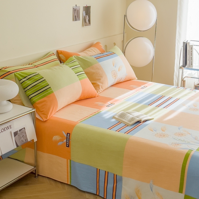 91家纺网 家纺一手货源 找家纺 棉乐町家居 2026新款爆款印花原棉老粗布床单 灼热