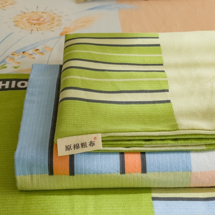 91家纺网 家纺一手货源 找家纺 棉乐町家居 2026新款爆款印花原棉老粗布床单 灼热