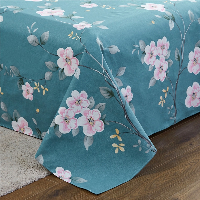 91家纺网 家纺一手货源 找家纺 棉乐町家居 2026新款爆款印花原棉老粗布床单 醉花都-蓝