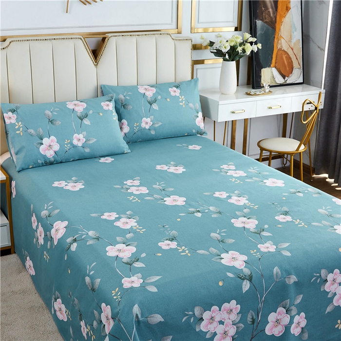 91家纺网 家纺一手货源 找家纺 棉乐町家居 2026新款爆款印花原棉老粗布床单 醉花都-蓝