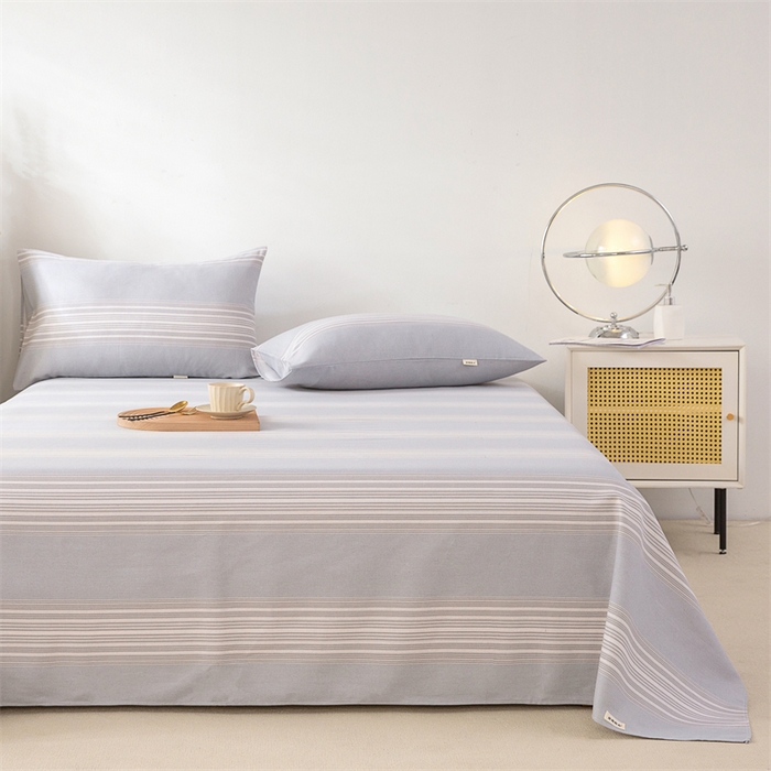 91家纺网 家纺一手货源 找家纺 棉乐町家居 2026新款原棉标印花老粗布床单 淡雅