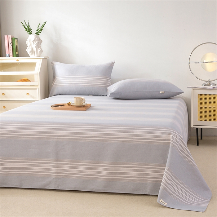 91家纺网 家纺一手货源 找家纺 棉乐町家居 2026新款原棉标印花老粗布床单 淡雅