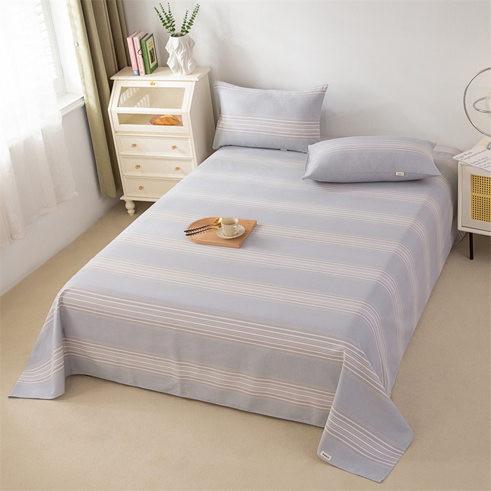 91家纺网 家纺一手货源 找家纺 棉乐町家居 2026新款原棉标印花老粗布床单 淡雅