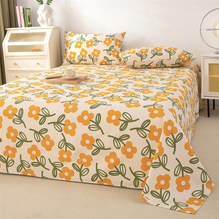 91家纺网 家纺一手货源 找家纺 棉乐町家居 2026新款原棉标印花老粗布床单 花颜