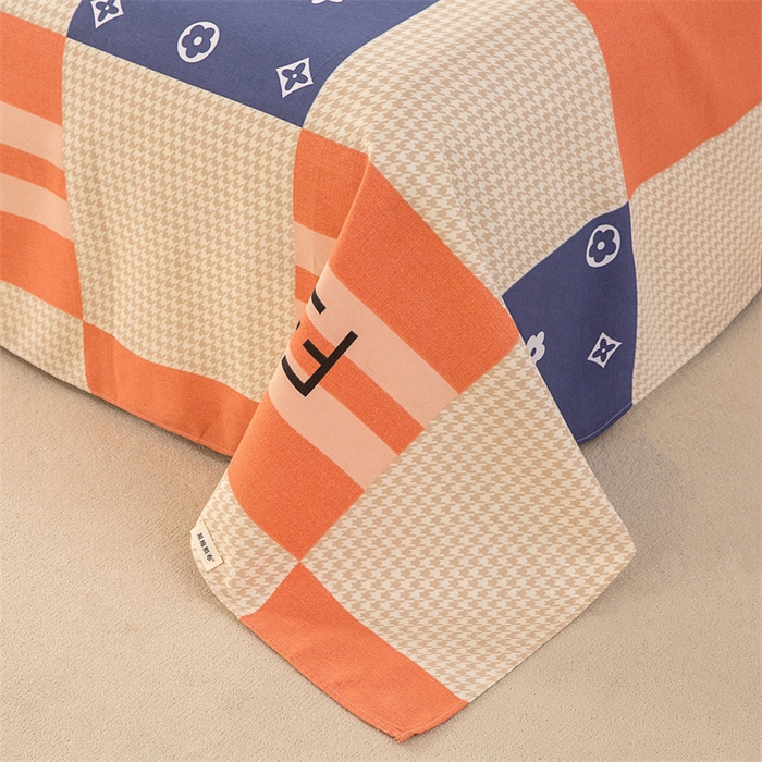 91家纺网 家纺一手货源 找家纺 棉乐町家居 2026新款原棉标印花老粗布床单 简尚