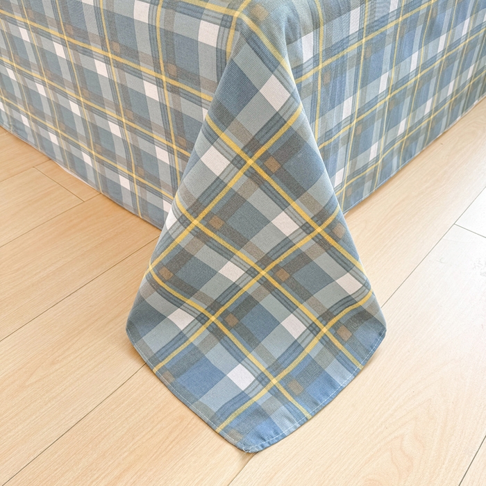 91家纺网 家纺一手货源 找家纺 棉乐町家居 2026新款原棉标印花老粗布床单 简兮蓝