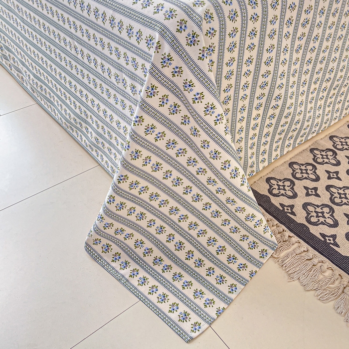 91家纺网 家纺一手货源 找家纺 棉乐町家居 2026新款原棉标印花老粗布床单 蓝心