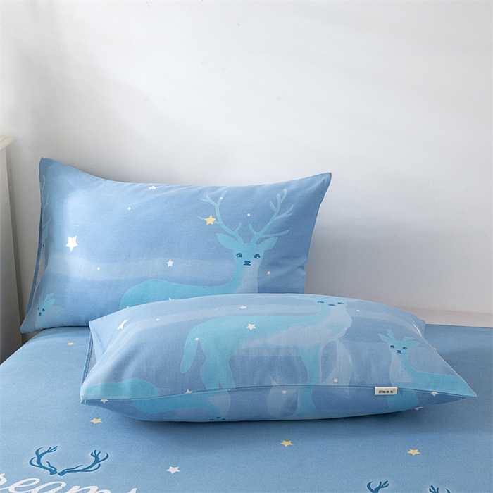 91家纺网 家纺一手货源 找家纺 棉乐町家居 2026新款原棉标印花老粗布床单 梦幻小鹿