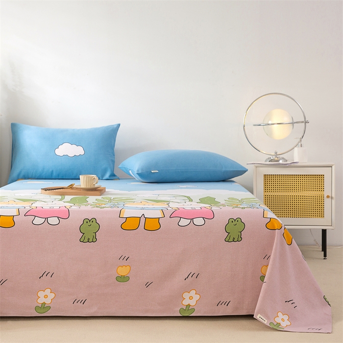 91家纺网 家纺一手货源 找家纺 棉乐町家居 2026新款原棉标印花老粗布床单 沐恋