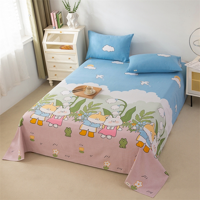 91家纺网 家纺一手货源 找家纺 棉乐町家居 2026新款原棉标印花老粗布床单 沐恋