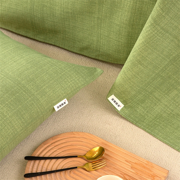 91家纺网 家纺一手货源 找家纺 棉乐町家居 2026新款原棉标印花老粗布床单 嫩绿