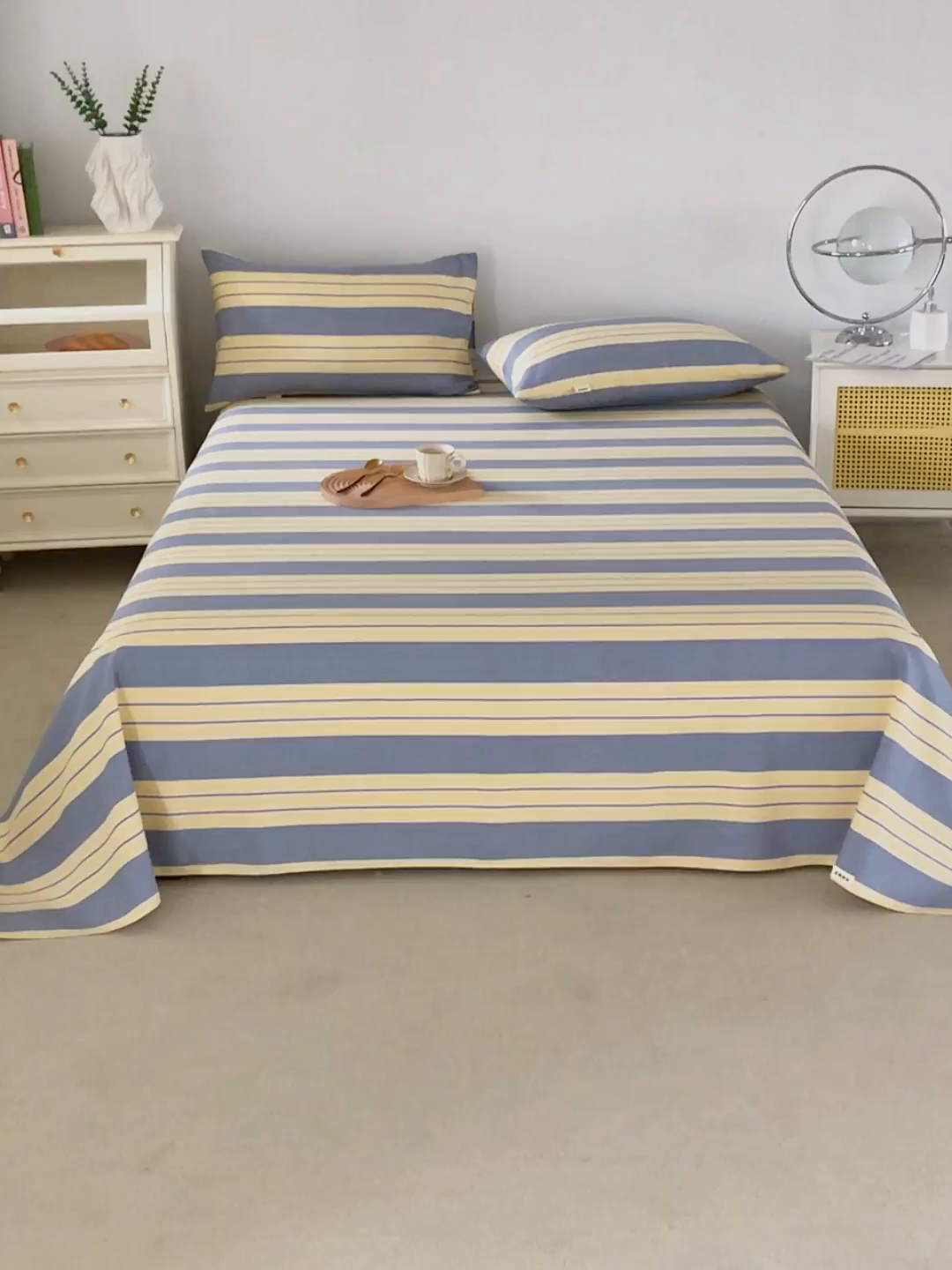 91家纺网 家纺一手货源 找家纺 棉乐町家居 2026新款原棉标印花老粗布床单 温馨