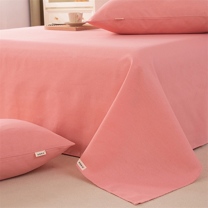 91家纺网 家纺一手货源 找家纺 棉乐町家居 2026新款原棉标印花老粗布床单 樱花粉