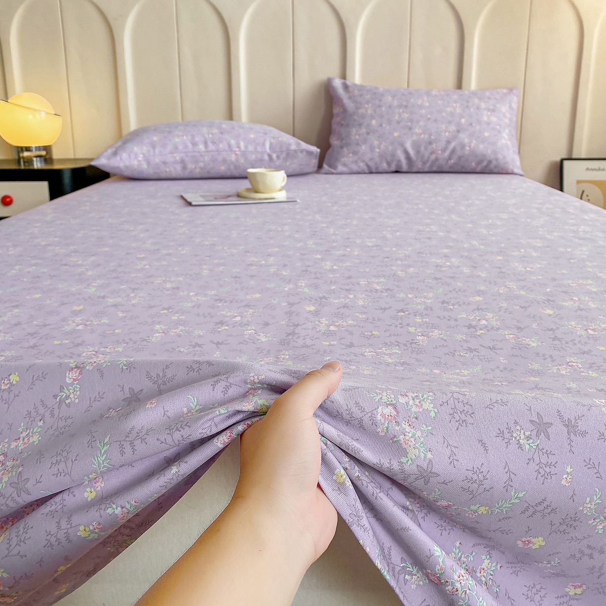 91家纺网 家纺一手货源 找家纺 棉乐町家居 2026新款原棉标印花老粗布床单 紫罗兰