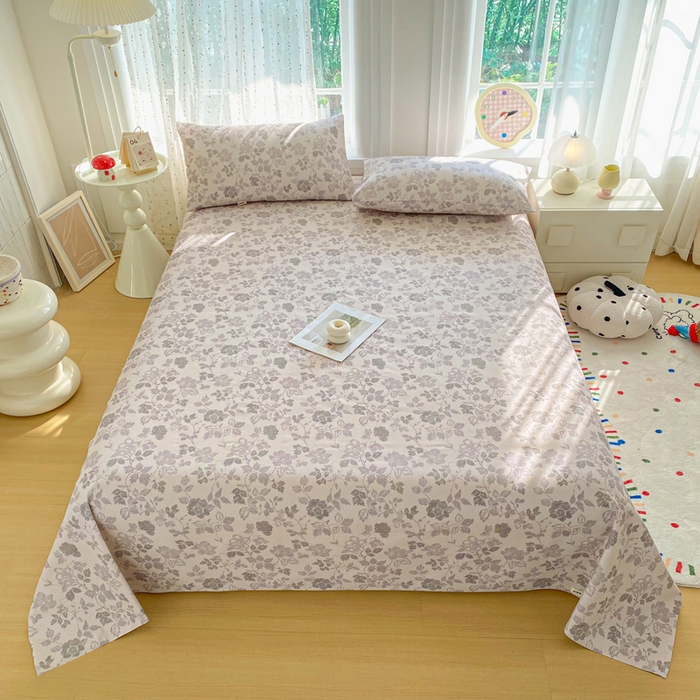 91家纺网 家纺一手货源 找家纺 金泰莱 2026新款工艺款原棉印花老粗布床单系列 墨晔