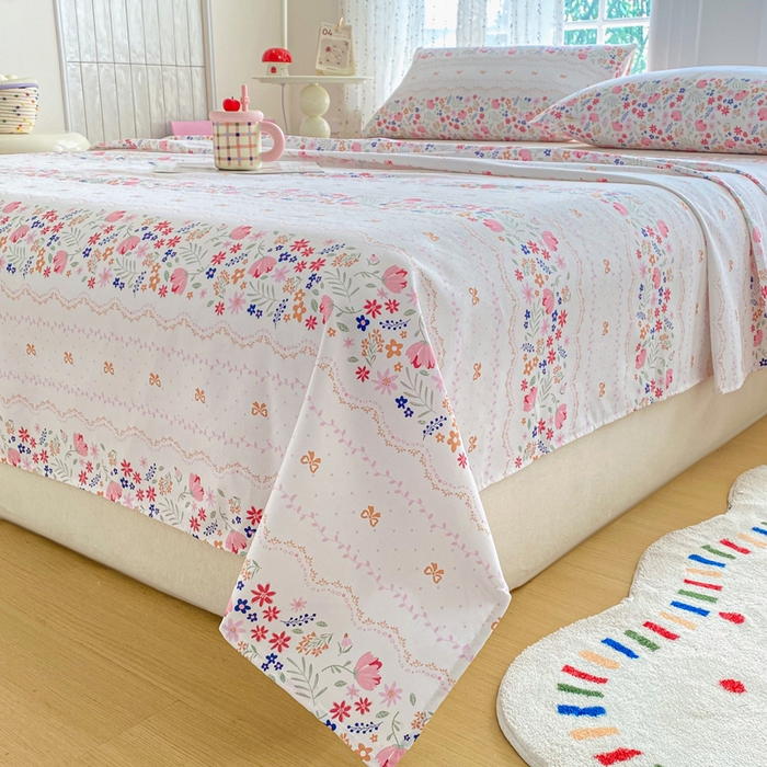 91家纺网 家纺一手货源 找家纺 金泰莱 2026新款工艺款原棉印花老粗布床单系列 芬芳