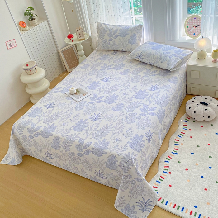 91家纺网 家纺一手货源 找家纺 金泰莱 2026新款工艺款原棉印花老粗布床单系列 柒婳