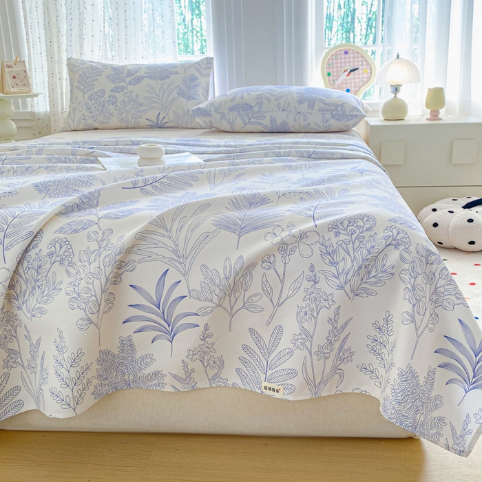 91家纺网 家纺一手货源 找家纺 金泰莱 2026新款工艺款原棉印花老粗布床单系列 柒婳