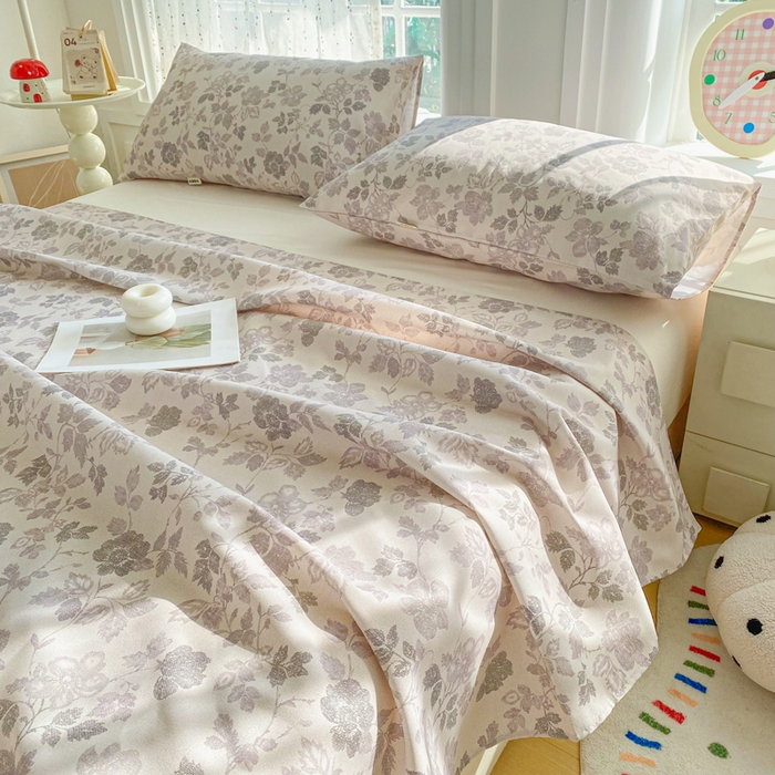 91家纺网 家纺一手货源 找家纺 金泰莱 2026新款工艺款原棉印花老粗布床单系列 墨晔