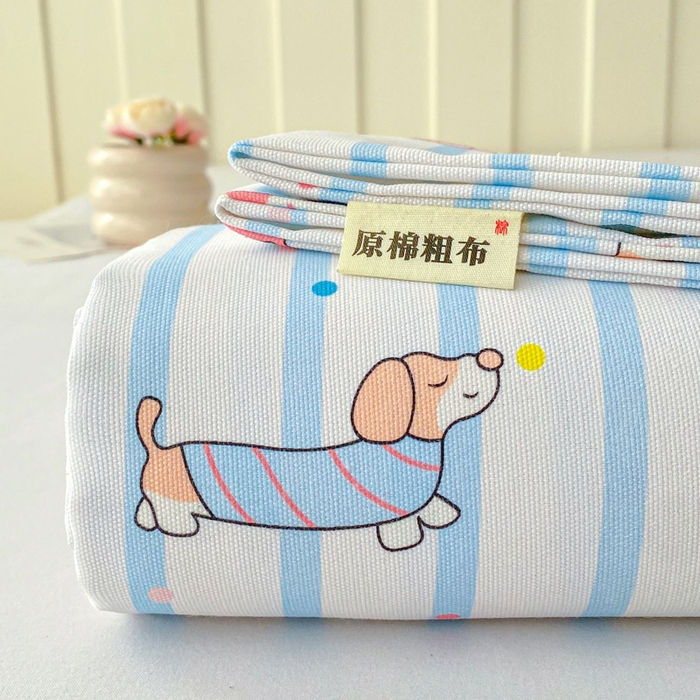 金泰莱 2026新款工艺款原棉印花老粗布床单系列 条纹狗