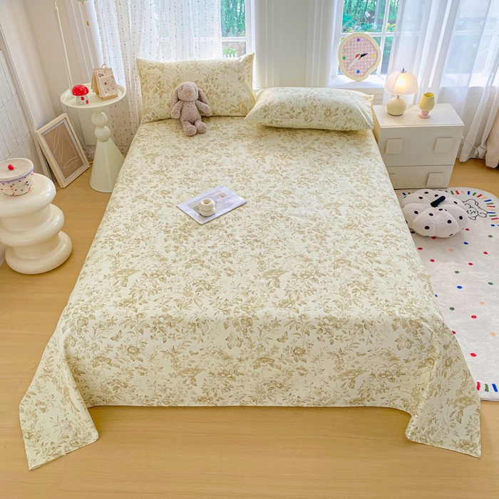 91家纺网 家纺一手货源 找家纺 金泰莱 2026新款工艺款原棉印花老粗布床单系列 晴栀