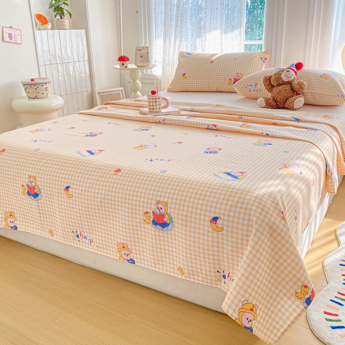 91家纺网 家纺一手货源 找家纺 金泰莱 2026新款工艺款原棉印花老粗布床单系列 读书熊