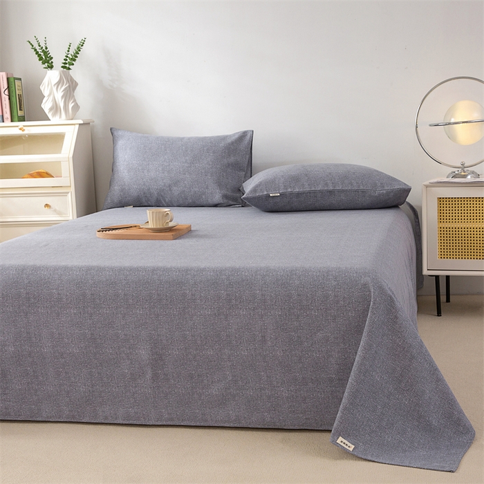 91家纺网 家纺一手货源 找家纺 金泰莱 2026新款工艺款原棉印花老粗布床单系列 浅灰