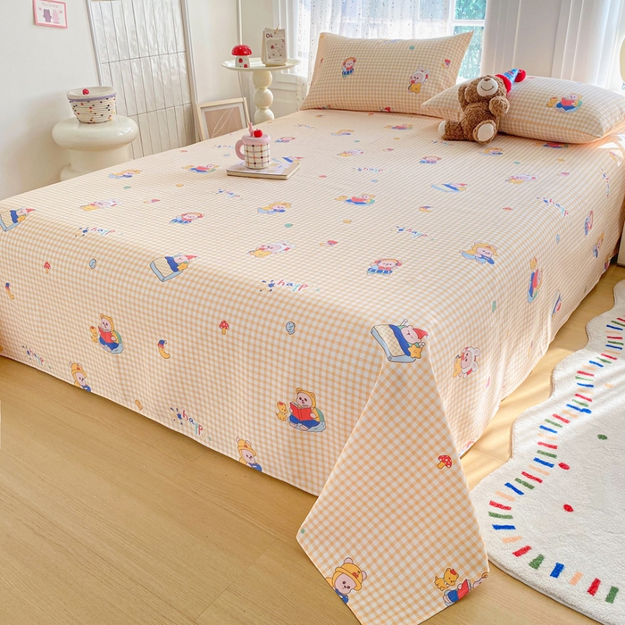 91家纺网 家纺一手货源 找家纺 金泰莱 2026新款工艺款原棉印花老粗布床单系列 读书熊