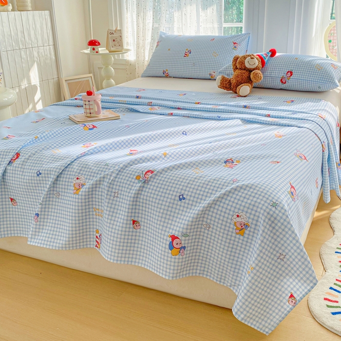 91家纺网 家纺一手货源 找家纺 金泰莱 2026新款工艺款原棉印花老粗布床单系列 红帽格