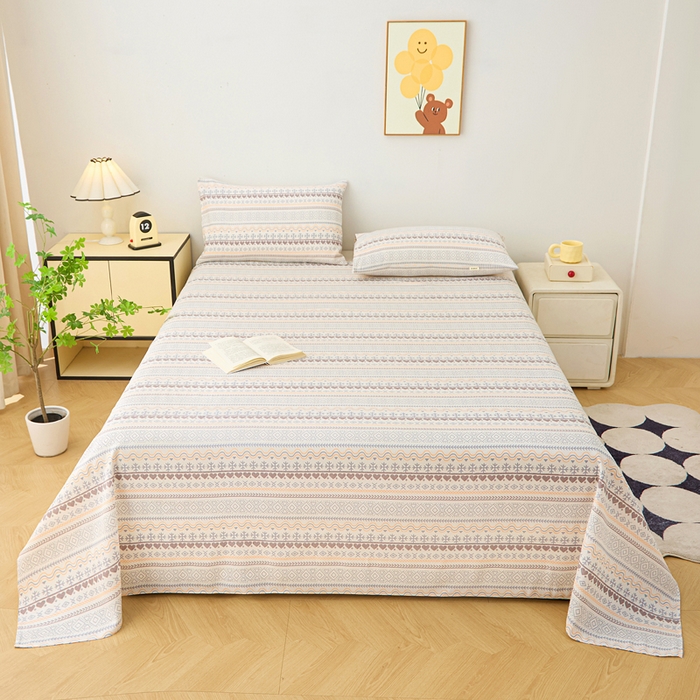 91家纺网 家纺一手货源 找家纺 金泰莱 2026新款工艺款原棉印花老粗布床单系列 波西米亚