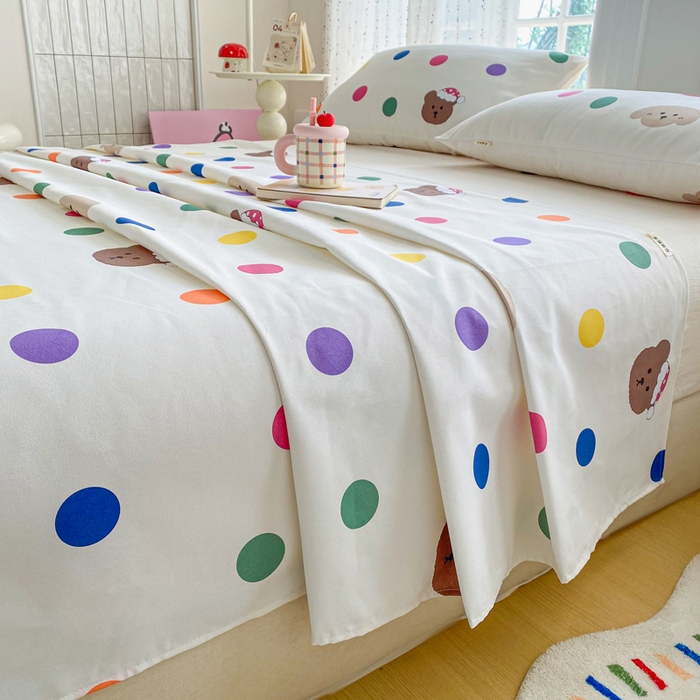 91家纺网 家纺一手货源 找家纺 金泰莱 2026新款工艺款原棉印花老粗布床单系列 圆圈