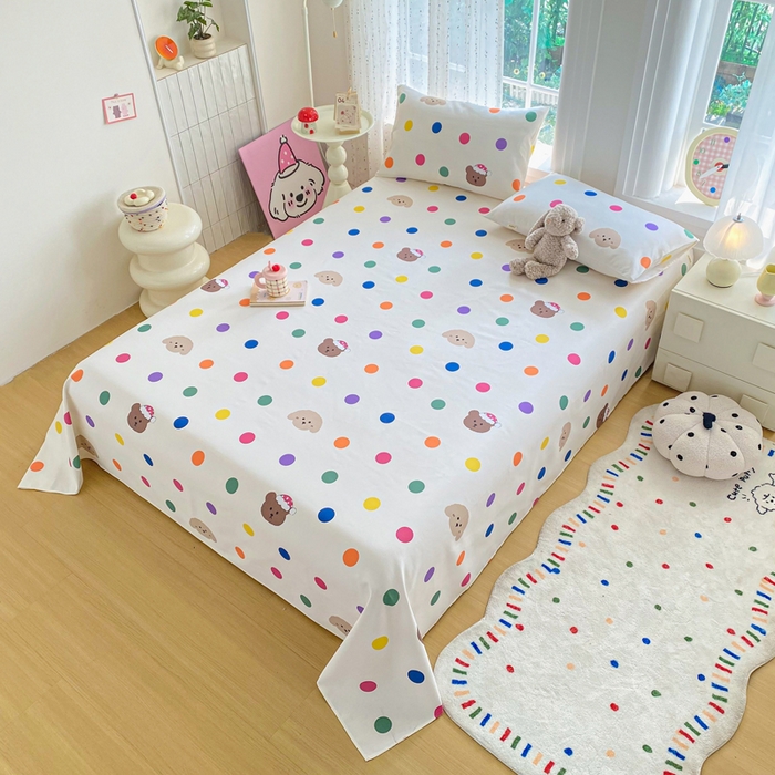 91家纺网 家纺一手货源 找家纺 金泰莱 2026新款工艺款原棉印花老粗布床单系列 圆圈