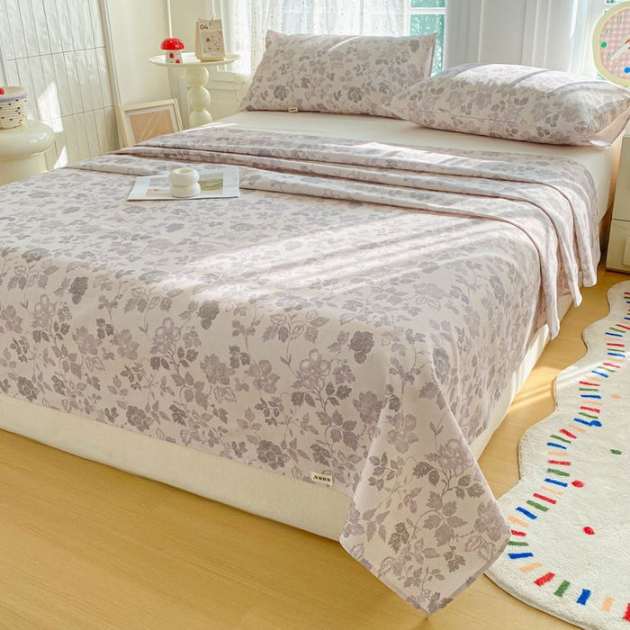 91家纺网 家纺一手货源 找家纺 金泰莱 2026新款工艺款原棉印花老粗布床单系列 墨晔